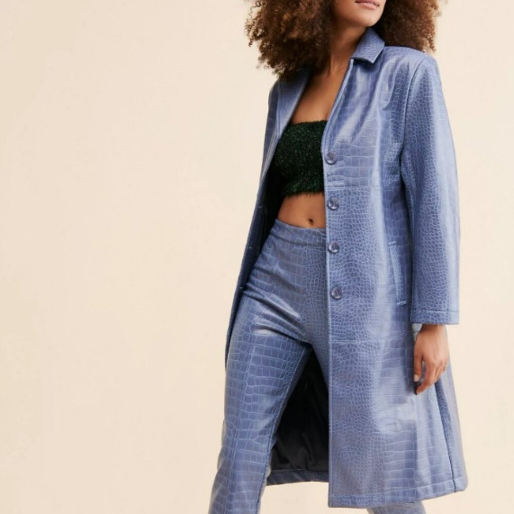 Free People Hosbjerg Irah Vegan Leather Croc Coat - Size S